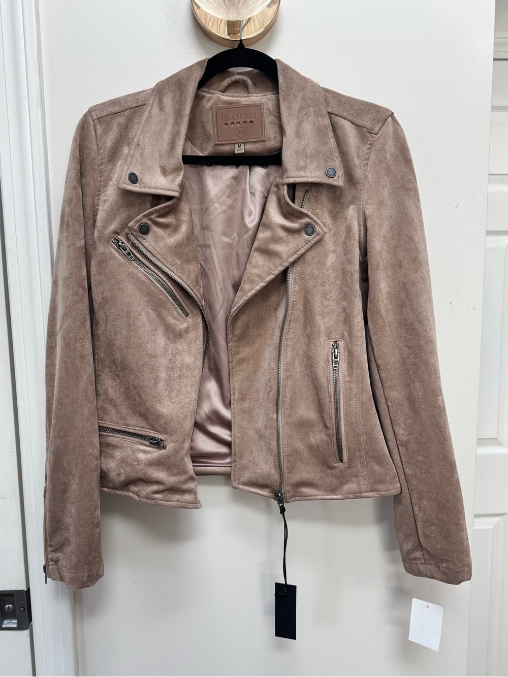 Blank NYC Taupe Suede Moto Jacket - Women